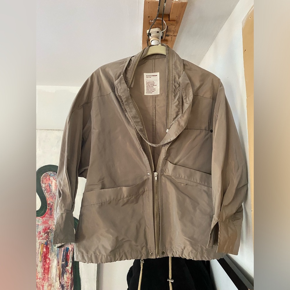 Y2k Hussein Chalayan Futuristic archival bag zip gray jacket asymmetrical